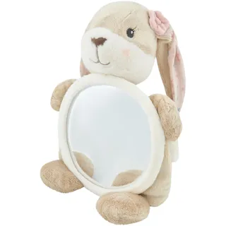 Sterntaler Kinderspiegel Hase Hanni, Baby-Spielzeug für Auto, Kinderbett oder Laufstall, weicher Stoff, großer Rücksitz-Spiegel, 40×26×11 cm, Hellbraun
