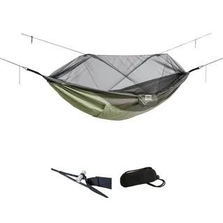 AMAZONAS Trekking Set | Ultra-Light Hängematte Moskito-Traveller Thermo+Aufhängung, Wärmeschutz & Insektenschutz, Fach für eine Isomatte, kompakt | Belastbar bis 150kg; Maße 2,75m x 1,40m, nur 740g