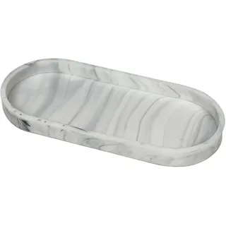 Buer Homie Marmor-Tablett für Küchentheke, Marmorplatte, Parfüm-Tablett, Badezimmerzubehör, Marmor-Seifenschale, Spendertablett, Schminktabletts für Kommoden (weiß)