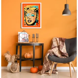 Queence Bild mit Rahmen »Marilyn Monroe, orange« bild(er): von Frauen Film Filmfiguren Frau Gesicht 1 Stk. tlg. Poster mit buntem Acrylglas, Passepartout,