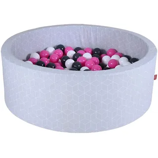 Knorrtoys Bällebad soft geo cube grey inkl. 300 Bälle creme/grey/rose