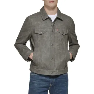 Levi's Herren Klassische Trucker-Jacke aus Kunstleder Kunstlederjacke, Hellgrau, L