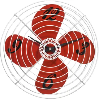 Premier Housewares Retro Fan Wanduhr rot