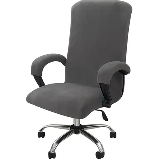Jinfanshurich Samtplüsch Bürostuhl Bezug mit Armlehne Einfarbig, XL Stretch Bezug für Bürostuhl Elastische Stuhlhussen Spandex Office Computer Stuhlbezüge Abnehmbare für Stuhlhussen Bezug
