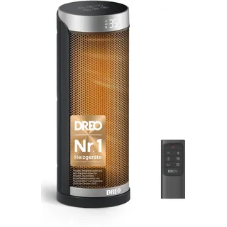 DREO Heizlüfter Energiesparend, PTC Keramik Heizlüfte Leise, 70° Oszillierend Elektroheizung mit Fernbedienung, 12-Std-Timer, 3 Modi 3 Geschwindigkeiten, Überhitzungs-Kippschutz, Solaris Slim H3