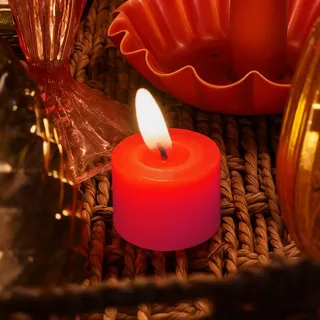 Talking Tables Batteriekerzen, flammenlose rote LED-Teelichtkerze, flackernd, Wachs-Finish, Tafelaufsatz, Weihnachten, Halloween, Geschenk, Wichteln