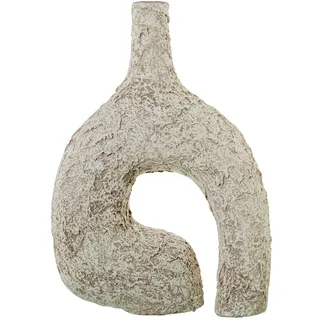 DRW Abstrakte Bodenvase aus Keramik, Weiß, rustikal, 30 x 12 x 44 cm