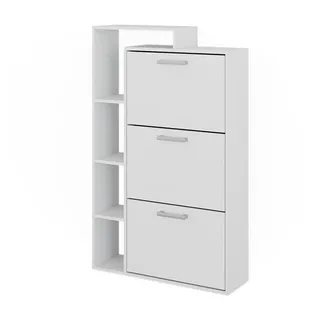 Vicco Schuhkommode Orlando Weiß 80 x 128.3 cm mit 3 Fächern , Holzwerkstoff , 80x128.3x24.2 cm , Garderobe, Schuhaufbewahrung, Schuhkipper