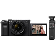 Sony Alpha 7C Spiegellose E-Mount Vollformat-Digitalkamera ILCE-7C (24,2 MP, 7,5cm (3 Zoll) Touch-Display, Echtzeit-AF) Nur Body - Schwarz + Handgriff