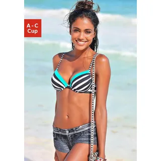 KangaROOS Push-Up-Bikini-Top "Anita" im sportlichen Blockstreifendesign, schwarz, weiß