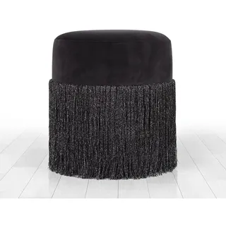 Atelier Del Sofa Moderner Samt-Pouf, Schwarz, 40 cm hoch x 45 cm tief | 100% Samt, 6 cm orthopädischer Schaumstoff, PVC-beschichtete Beine | Stilvolles und funktionales Design, Belastbarkeit 150 kg