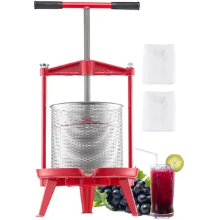 Vevor Obstweinpresse Obstmühle Apfelmühle (14 L), Edelstahlkorb mit dreieckiger Struktur, manueller Entsafter, manuelles Mahlwerk, Apfelweinpresse Traubenpresse mit T-Griff für Küche Zuhause
