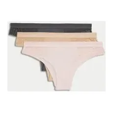 Womens Body by M&S 3er-Pack Brazilian-Slips aus Baumwolle - Soft Pink, Soft Pink, UK 16 (EU 44)