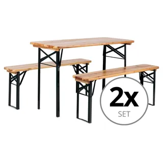 Stagecaptain Hirschgarten Bierzeltgarnitur für Balkon 117 cm Natur 2x Set
