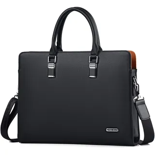 FSD.WG Herren Business Tasche,Wasserdichte Leder Aktentasche,Schulter Laptop Business Tasche für Business,Schule,Reisen,Abnehmbar