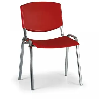 Konferenzstuhl - Kunststoff, rot Biedrax Z8994cv, Fußgestell verchromt