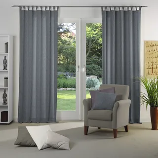 Vorhang WIRTH "Torbole" Gr. 5, blau (dunkelblau), B:132cm H:245cm, Jacquard, Baumwolle, Polyester, Gardinen, Vorhang