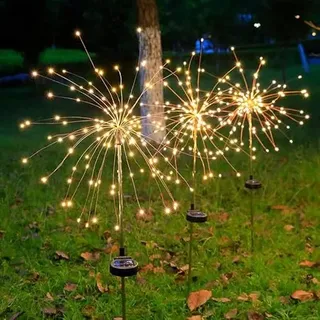 4 Stück Solar Feuerwerk Lichter, Solar Garten Lichter, 120 LED Außen Wasserdicht Glühwürmchen Wege Lichter, Solar Dekorative Licht Garten Kanal Dekorative Einsatz Licht, Warmweiß