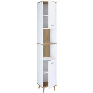 VCM Landos Hochschrank 32 x 181 x 28 cm Weiß/Honigeiche Holz