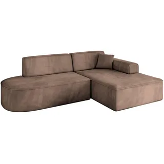 altdecor Eckcouch Samt 3-Sitzer Braun