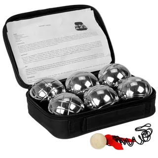 FunTomia Boccia Kugeln Set, Boule Kugeln mit 6X Metall-Kugeln 73mm, 720g, 1x Holz-Kugel, 1x Abstandsmesser inkl. Luxuriöser Tragetasche, Petanque für Outdoor-Spiel Garten und Strand Spielzeug