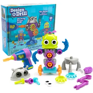 Educational Insights Learning Resources Design & Drill Roboter-Workshop, Roboter-Spielzeug für 3 Jahre alte Jungen und Mädchen, Mint-Spielzeug, Spielzeug zum Auseinandernehmen mit funktionierendem Kinderbohrer