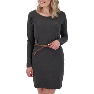 ALIFE and Kickin EllinAK A Longsleeve Dress – Damen Jerseykleid Kurz – Bequem & Lässig für Alltag & Freizeit – Leichtes Sommerkleid für warme Tage Moonless Melange XL