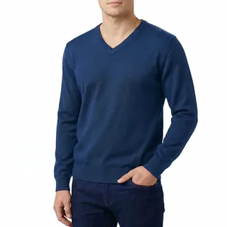 CASTLE POINT Strickpullover V-Pullover Blau 100 % Baumwolle