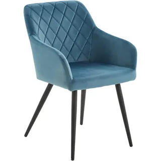 Livetastic Armlehnstuhl , Blau, Schwarz , Holz, Metall, Textil , Pappel , Rundrohr , 54x86x60 cm , inklusive Armlehnen , Esszimmer, Stühle, Polsterstühle