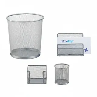 Relaxdays Schreibtisch Organizer 4er Set Zettelbox Silber 4 St.