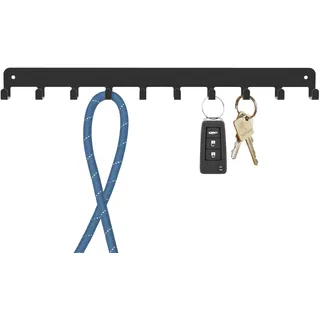 Beautiwall - Stabiler Stahlwand-Schlüsselhalter XL - 10 Haken | Schlüsselhalter aus Metall und Holz mit Haken für Auto, Wohnung, Aufbewahrung, Schlüssel