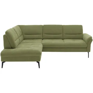 Beldomo System Ecksofa , Grün , Metall , Ottomane links, L-Form , 256x206 cm , Goldenes M , Stoffauswahl, seitenverkehrt erhältlich, Bettfunktion erhältlich, Hocker erhältlich, Rücken echt, individuell planbar , Wohnzimmer, Sofas & Couches, Wohnlandschaften, Ecksofas