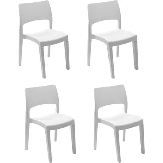 4er-Set Gartenstühle Zircone, Gartensitz, Für drinnen und draußen, Stapelbar,  Italy, 50x51 h82 cm, Weiß - Weiß