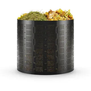 Gartenkomposter 800L Komposter Kompostbehälter für Laub Gras Küchenabfälle mit Belüftung UV beständig schwarz TQ-K09105BOX