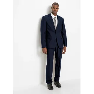 Anzug BONPRIX, Herren, Gr. 64, N-Gr, dunkelblau, weiß, puderblau, Web, Obermaterial: 100% Polyester. Obermaterial 2: 100% Baumwolle. Futter: 100% Polyester, gepflegt, unifarben, festlich, bequem, Anzüge Anzug, festlicher Stil, bequeme Passform, aus Polyester und Baumwolle