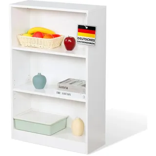 Floordirekt Bücherregal, Regal weiß mit 3 Fächern, Würfelregal, 24T x 60B x 93H cm, Raumteiler für Kinderzimmer, Wohnzimmer, Büro und Schlafzimmer (Maine)