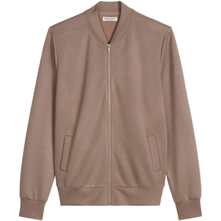 Sweatjacke MARC O'POLO "Modal Allure", Damen, Gr. S, braun (driftwood), Jersey, Obermaterial: 50% Polyester, 43% Modal, 7% Elasthan, Sweatjacken Sweatjacke