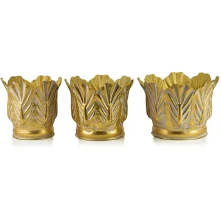 Mondex Blumentopf Marina 2er Set Gold 28/28/20 cm Metall , Goldfarben , 28x20x28 cm , Dekoration, Blumen & Blumentöpfe, Übertöpfe