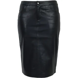Bleistiftrock RICANO "Lederrock 095 Skirt", Damen, Gr. XL, schwarz, Obermaterial: 100% Lammnappaleder LANA., schmal midi, Röcke Bleistiftrock, Handgefertigt aus echtem Leder
