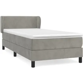 vidaXL Boxspringbett mit Matratze Hellgrau 90x200 cm Samt - Grau