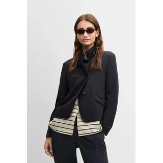 Kurzblazer CINQUE "CILOKO", Damen, Gr. 34, schwarz, Web, Obermaterial: 52% Polyester, 21% Polyamid, 17% Viskose, 10% Elasthan, unifarben, tailliert hüftlang, hoch geschlossener Ausschnitt, abgesteppte Kante, Blazer Kurzblazer, Stehkragen, taillierter Schnitt, elastischer Materialmix
