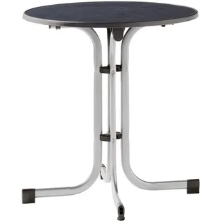 Sieger Gartenklapptisch , Anthrazit, Graphitfarben , Metall , rund , Rundrohr, Sternfuß , 70x72x70 cm , klappbar, platzsparend , Gartenmöbel, Gartentische, Klapptische