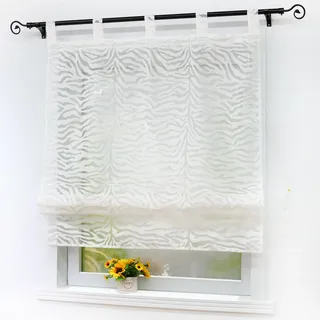 Joyswahl Raffrollo Ausbrenner Raffgardinen mit Schlaufen Lea Schlaufenrollo BxH 100x140cm Weiß 1er Pack