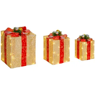 Outsunny 58Er LED Weihnachtsdeko, Weihnachtsbeleuchtung in warmweiß, Stahlrahmen , Goldfarben , Metall, Kunststoff , 25.5x35x25.5 cm , Dekoration, Weihnachtsdekoration