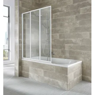 WELLTIME »Nassau« 3 Stk. tlg. Badewannenfaltwand, Spritzschutzwand für Badewanne, Glaswand, weiß,