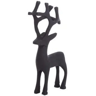 Brandsseller Dekofigur 19 cm Rentier Hirsch Metall Skulptur Dekoration Weihnachten Winter - Schwarz