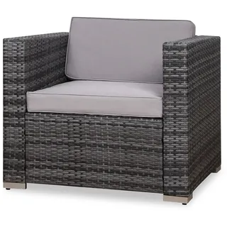 Svita Rattansessel California/Lugano Polyester 75 x 64 x 80 cm Grau mit Kissen