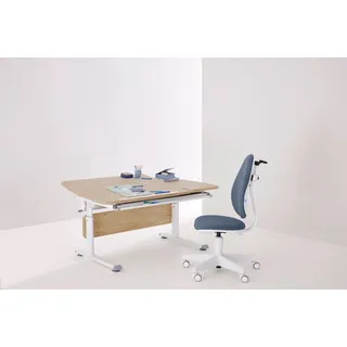 PAIDI Kinderschreibtisch »DIEGO CURVED GT, Schülerschreibtisch, ergonomisch, mitwachsend«, stufenlos höhenverstellbar, geteilte Tischplatte neigbar, beige