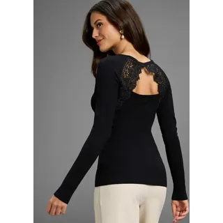 LAURA SCOTT Strickpullover Feinstrickpullover mit Cut Out und Spitzendetail - NEUE KOLLEKTION Laura Scott schwarz