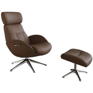 FLEXLUX Relaxsessel »Elegant, Funktionsessel, Polstersessel, Armlehnen-, TV-Fernsehsessel, «, Premium Komfort, Rücken- und Kopfteilverstellung, Drehbar, Fuß Alu FLEXLUX Modern Cognac Brown